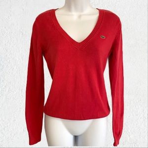 Vintage Lacoste V Neck Sweater Hot Pink XS 4